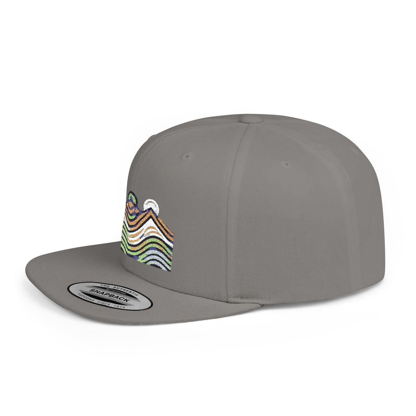 Mountain Waves Flat Bill Snapback Hat - Trendy Cap for Outdoor Lovers, Casual Wear, Hiking, Beach Days, Summer Parties